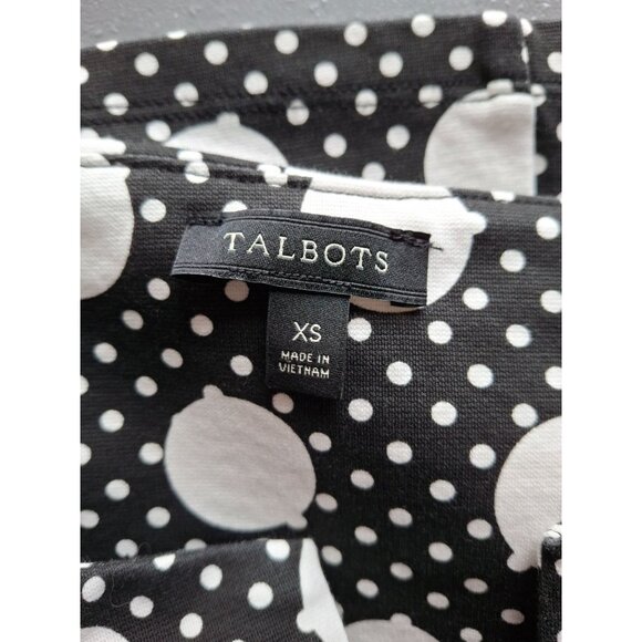 Talbots Womens Polka Dot Blouse XS Sleeveless Black White Whimsy Goth Corpcore - Picture 3 of 7